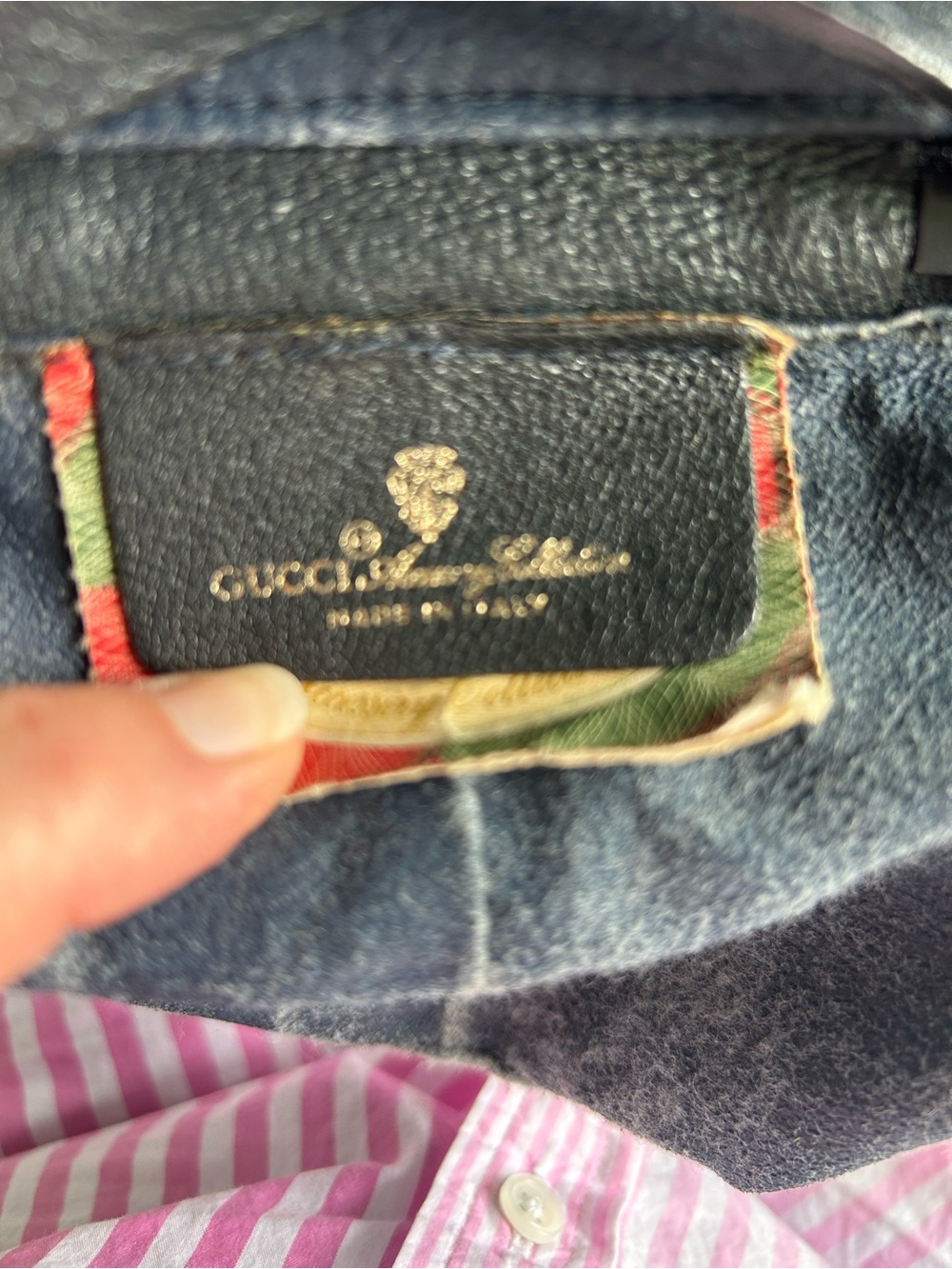Gucci Beige GG Canvas Crossbody with navy - Picture 6 of 7